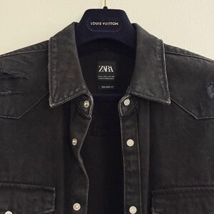 Zara Black Denim Shirt Jacket for Men L